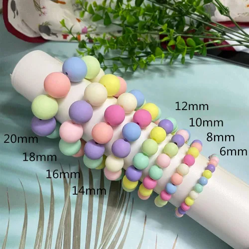 Vista 5 de Jmassyang 800 cuentas redondas de plástico pastel acrílicas de color caramelo de 0.236 pulgadas (0.236 in), mezcla de colores caramelo, cuentas