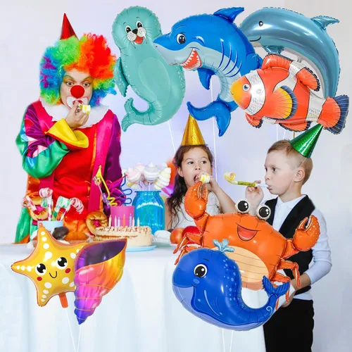 Vista 3 de 8 globos de animales marinos bajo el mar decoración de fiesta