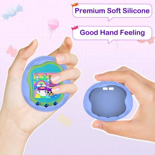 Vista 2 de Funda de silicona de repuesto compatible con Tamagotchi Uni, funda suave anticaída para Tamagotchi Uni, accesorios con cordón para el dedo