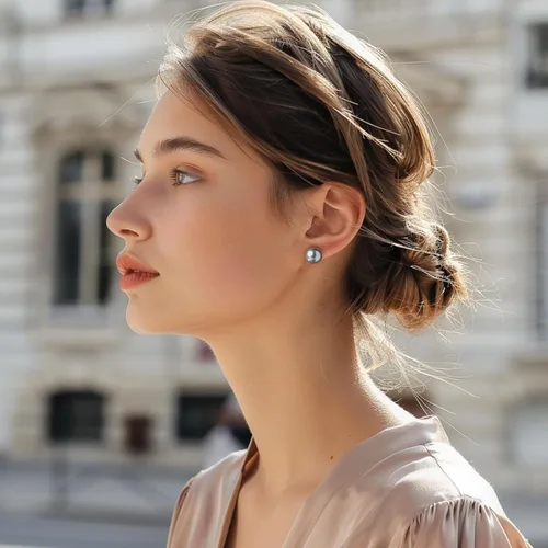 Vista 21 de YAMI Black/Grey/White Pearl Earrings, Real Cultured Pearl, 925 Sterling Silver Stud Earrings Plated with 18K Gold, Classic & Elegant Jewelry Gifts
