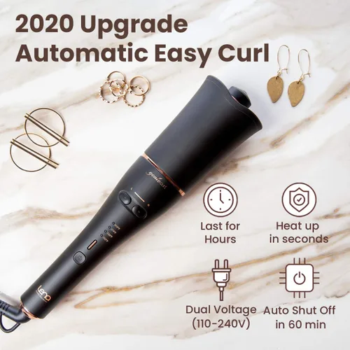 Vista 2 de LENA Rizador automático de cabello, rizador de pelo profesional, herramienta de peinado giratoria automática con barril iónico de cerámica y sensor