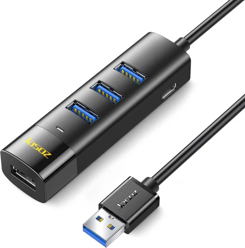 Vista 10 de 4-en-1 USB C Hub 1ft Cable USB 3.0 Puertos Laptop PC Sincronización rápida de datos de 5 Gbps, cable corto de 12 pulgadas, ultra delgado
