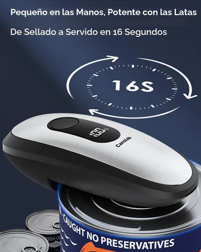 Vista 2 de Canslab Abrelatas eléctrico recargable IRON: fácil almacenamiento de montaje en pared, parada automática inteligente y pista de batería LED