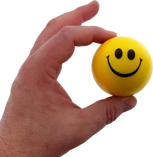 Vista 2 de Pelotas antiestrés esponjosas y esponjosas de cara sonriente (paquete de 12 piezas)