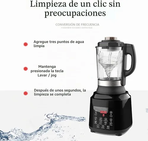 Vista 3 de Batidora de alimentos para encimera, máquina de sopa caliente, procesador de alimentos de cocina de alta velocidad con 9 programas de un toque