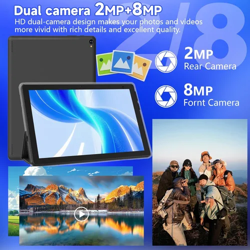 Vista 6 de Tablet Android 15 de 10 pulgadas, 8GB RAM 32GB ROM Potente CPU de cuatro núcleos, pantalla de resolución 1280* 800 Tablet PC, cámara de 8MP
