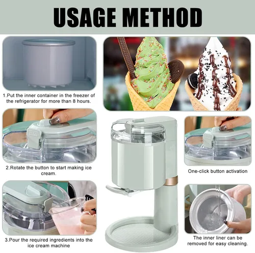Vista 4 de Máquina para hacer helados, máquina eléctrica casera para hacer helado, mezclas y batidos, máquina para hacer yogur congelado con doble aislamiento