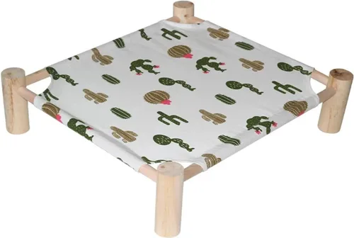 Vista 9 de Cat Bed House Outdoor Universal Pet Removable Breathable Hammocks for Small Dog Durable Wood Frame Canvas Beds(CW005-1)