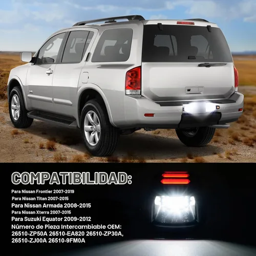 Vista 2 de litzland Conjunto de lámpara de luz LED para placa de matrícula compatible con Nissan Navara D40 Frontier 2007-2015 Armada 2008-2016 Lámparas LED