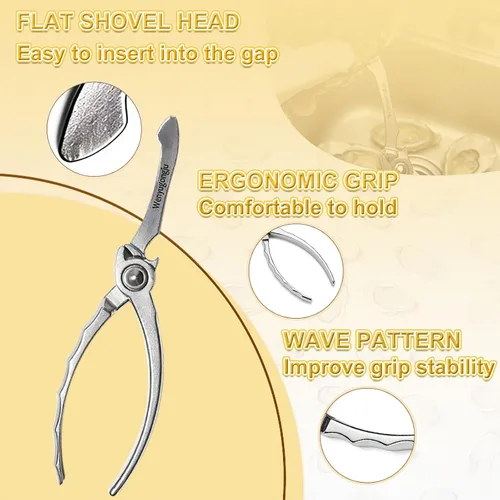 Vista 2 de Cuchillo de acero inoxidable para abrir ostras, cortador de ostras, abridor de mariscos para cocina, herramienta de mariscos, kit de abridor