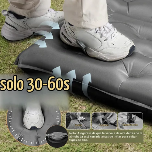 Vista 2 de KASBAH - Colchoneta de dormir inflable de 6 pulgadas de grosor con bomba de pie y almohada integradas, equipo de campamento ultraligero