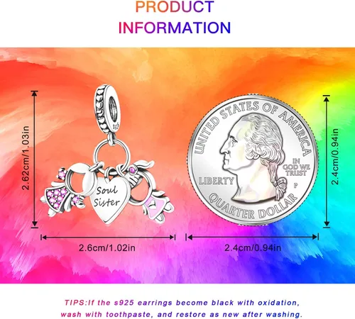 Vista 6 de Cuentas de plata de ley 925 para pulseras y collares, cuentas de cristal para hermana de pasaporte de avión, pulseras de ángulo de corazón de café