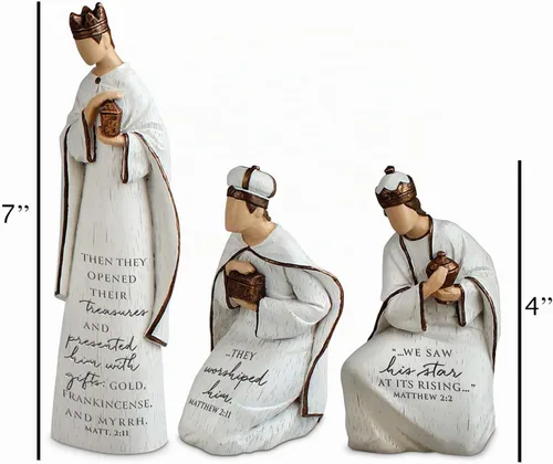 Vista 4 de Lighthouse Christian Products A Savior is Born - Juego de 9 piezas de 7.25 pulgadas de resina escrita para Navidad