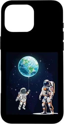 Vista 19 de Astronauts in Space Parent & Child in spacesuits with Planet Case for iPhone 16