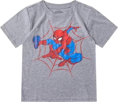 Vista 4 de Marvel Spiderman - Conjunto de camiseta con capucha y pantalones cortos para niños pequeños