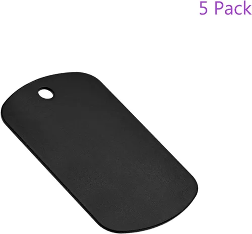 Vista 5 de DMiotech Paquete de 5 sellos de aluminio negro grabados en blanco de 1.142 x 1.969 in, grabado personalizado para números, etiquetas, nombres