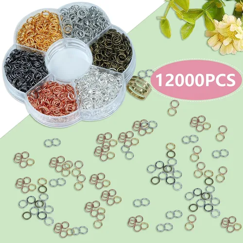Vista 3 de YAKA 12000 piezas de 0.118 in, caja de 6 colores, anillo de salto abierto, llavero de joyería para accesorios de fabricación de joyas, 1 herramienta