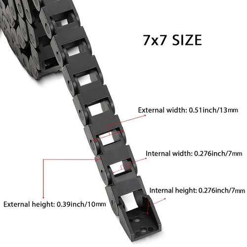 Vista 2 de 2 cables de cadena de arrastre de 39.4 pulgadas, cadena de cable R15 para fresadora CNC e impresora 3D, 2 pares adicionales de conectores finales, 1