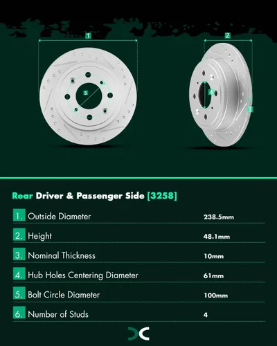 Vista 3 de SCITOO Rotores de freno traseros, 2 kits de frenos para Acura Integra 1990-2001, Honda Civic 1992-1995 1999-2000, para Civic del Sol 1993-1997, CRX