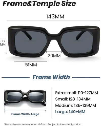 Vista 5 de Veda Tinda Vision Polarized Rectangle Sunglasses Womens and Men Retro Trendy Square 90s Sun Glasses UV400 Protection