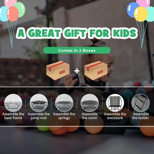 Vista 6 de Goplus Trampolines recreativos de 8 pies, 10 pies, 12 pies, 400 libras, trampolín para exteriores con cierre, escalera antideslizante, tecnología