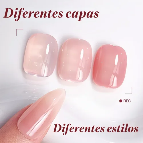 Vista 2 de AZUREBEAUTY Juego de Polvo de Inmersión de 6 Piezas Rubor Gelatina Degradado, Polvo de Inmersión Natural Arte de Uñas Francés Kit de Inicio