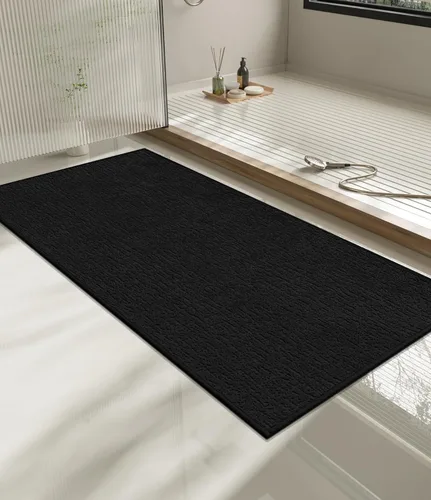 Vista 97 de Chakme Juego de 2 alfombras de baño ultrafinas, absorbentes, antideslizantes, lavables a máquina, color negro, 17 x 24 pulgadas / 17 x 30 pulgadas