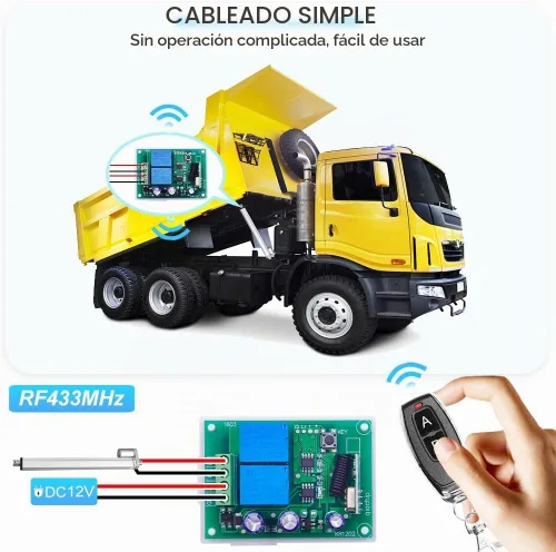 Vista 4 de QIACHIP DC 5V 6V 12V 24V 36V 48V 60V Motor Eléctrico Avance y Reversa Control Remoto Inalámbrico RF Módulo de Relé Interruptor, Receptor 433Mhz