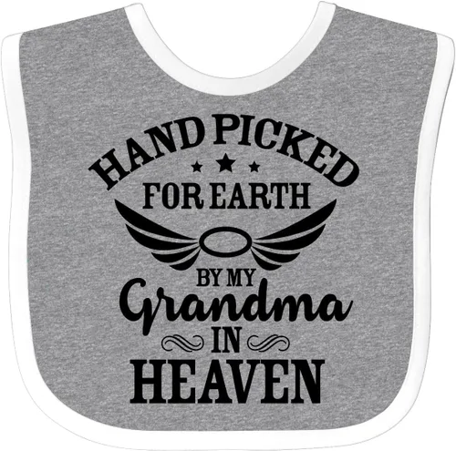 Vista 4 de inktastic Handpicked for Earth By My Grandma in Heaven Angel Wings Baby Bib