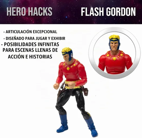Vista 4 de Boss Fight Studio Hero H.A.C.K.S. Flash Gordon - Figura de acción de cómic – Figura coleccionable altamente articulada y accesorios que incluyen