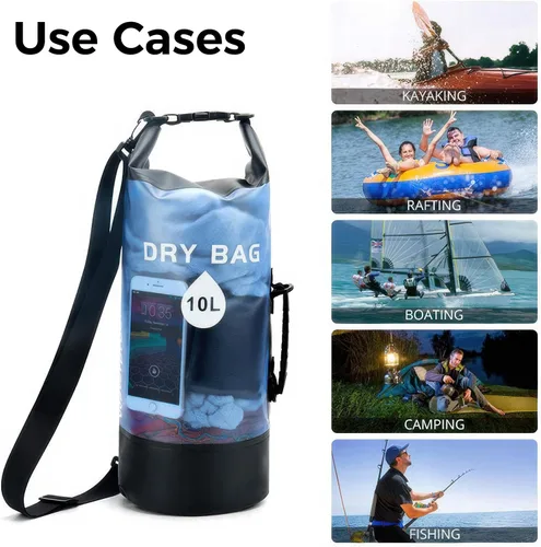 Vista 7 de Mochila impermeable para kayak y surf de remo, almacenamiento en seco ligero con funda para teléfono para natación, navegación, playa, accesorios