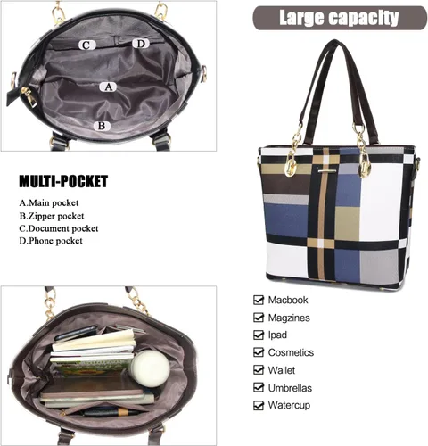 Vista 6 de Monederos y bolsos de mano para mujer, de cuero sintético, bolsas cruzadas, monederos, juego de 6 piezas