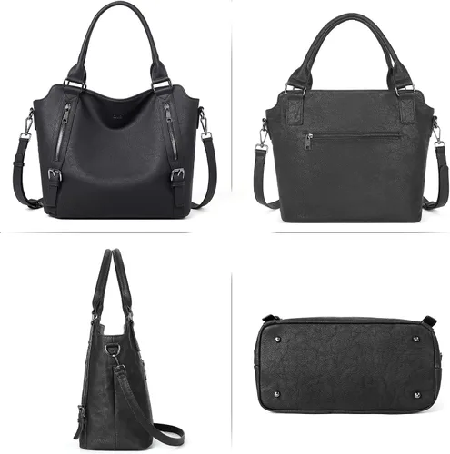 Vista 6 de CLUCI Hobo Bolsas de cuero vegano para mujer, bolsa grande para mujer, bolso de hombro con correa ajustable