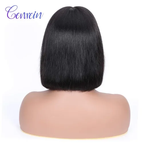 Vista 4 de Pelucas cortas y rectas con encaje frontal de 10 pulgadas, pelucas de cabello humano peruano con encaje frontal para mujer, línea capilar natural