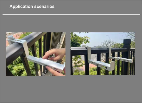 Vista 2 de Soportes universales ajustables para jardineras, adecuados para balcones, barandillas, porches y cercas de jardín, apto para jardineras de 6