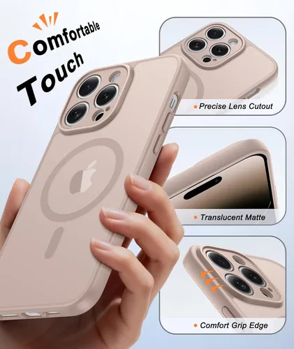 Vista 88 de FNTCASE Funda para iPhone 17 Pro: Fundas delgadas translúcidas de color azul claro compatibles con MagSafe, protección completa de la cámara