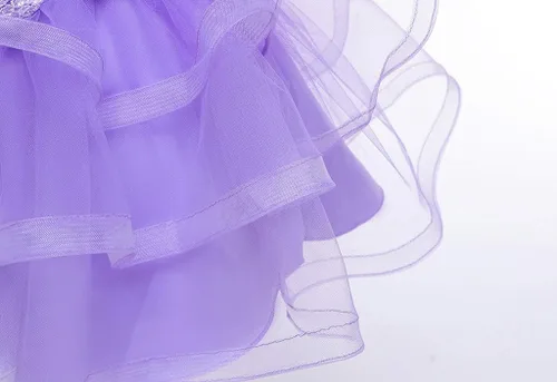 Vista 6 de Vestido de tul con flores para niñas pequeñas, vestido formal de fiesta de cumpleaños, vestido de fiesta de lentejuelas para desfiles, vestido tutú