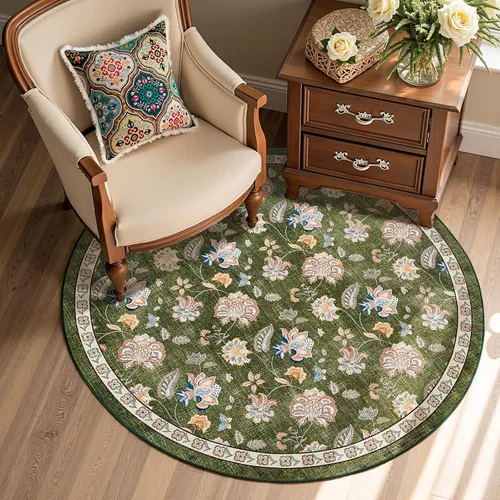 Vista 189 de jinchan Fiora - Alfombra lavable de área pequeña, alfombra de entrada floral de medio círculo de 2 x 3, tapete de media luna de pelo bajo, suave