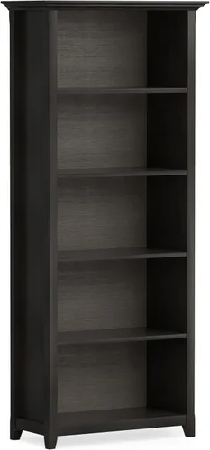 Vista 16 de SIMPLIHOME Amherst - Librero de 70 pulgadas de alto con 5 estantes de madera maciza en color marrón rústico, almacenamiento transicional para sala