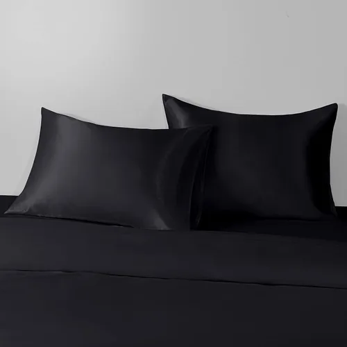 Vista 5 de BEDSUM Paquete de 2 fundas de almohada de satén de seda King para cabello y piel, suaves y lujosas, fundas de almohada con cierre de sobre, 20 x 36