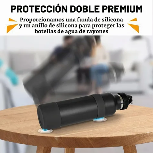 Vista 4 de 2 fundas de silicona para botella de agua, funda protectora de silicona, cubierta inferior antideslizante con anillo de silicona, sin BPA