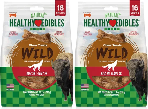 Vista 12 de Nylabone Healthy Edibles WILD - Golosinas naturales masticables para perros, sabor a bisonte, perros pequeños de hasta 20 libras, huesos masticables