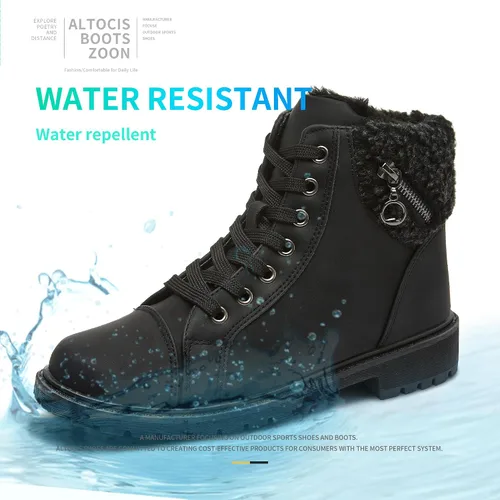 Vista 2 de ALTOCIS Womens Ankle Combat Boots Warm Ankle Winter Boots with Water-Resistant PU Leather,Anti-Slip AnkleSnow Booties