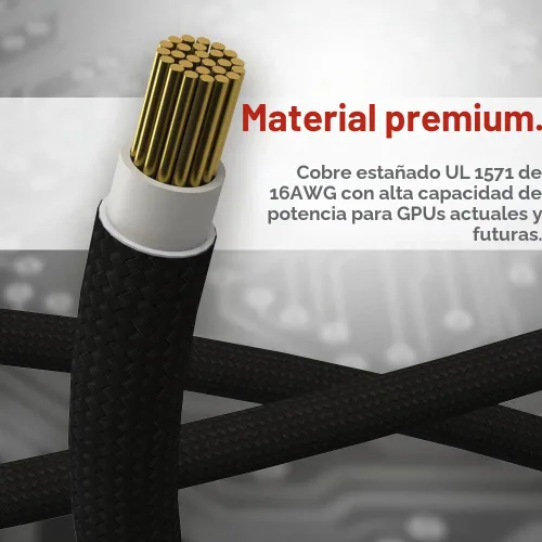 Vista 3 de LINKUP 12VHPWR Cable de extensión de alimentación GPU 15.7 in Negro