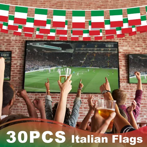 Vista 5 de Bandera de cuerda de Italia, pequeña mini bandera de escarapela italiana, decoración nacional del país para escuela, fiesta, eventos deportivos