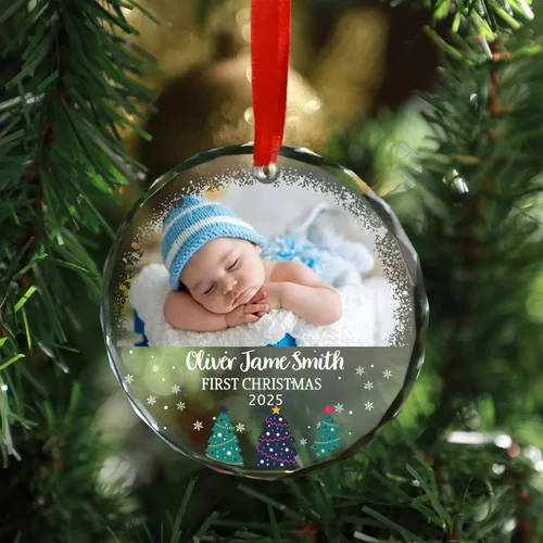 Vista 10 de Adorno de Primera Navidad Personalizado para Bebés 2025 Niña, Primeros Regalos para Bebé 02 B6