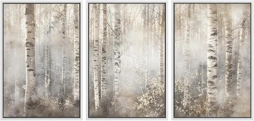 Vista 137 de SIGNWIN Lienzo enmarcado para pared, juego de arte de campos pastorales, flores silvestres, campo rústico, paisaje, floral, ilustraciones modernas