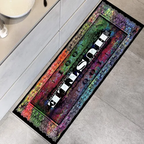 Vista 17 de GUBIYU Juego de 2 alfombras y tapetes de cocina color beige y dorado para billetes de 100 dólares, alfombra divertida y fresca para baño