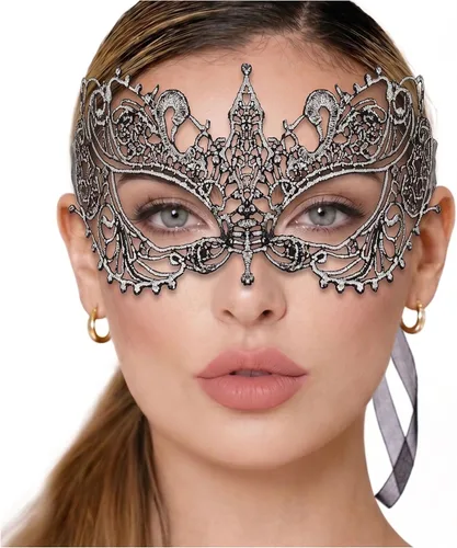 Vista 62 de Masquerade Mask For Women Lace Masquerade Mask for Masquerade Party, Proms, Venetian Party, Mardi Gras, Halloween & Cosplay Ana Bg Pluma de Pavo Real