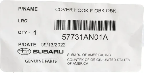 Vista 3 de Subaru Cubierta de tapa de ojo de gancho de remolque para parachoques delantero Outback 2020 2021 2022 57731AN01A OEM